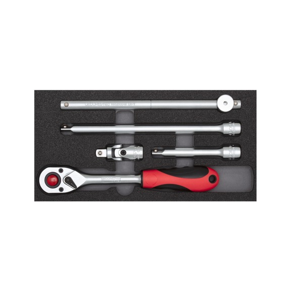 GEDORE RED socket wrench set 1/2 inch 2/6 CT module 5-piece 3301707 - Socket wrench set (metal box, combi.)