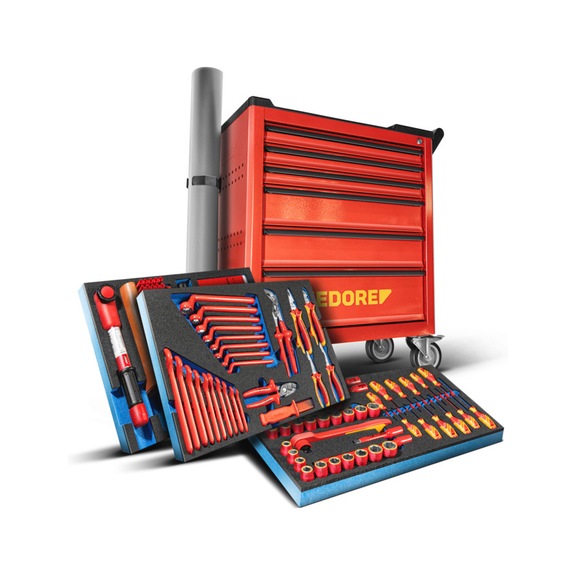 GEDORE AUTOMOTIVE tool trolley with 103-piece high-voltage assortment 3415740 - Hand tool assortment