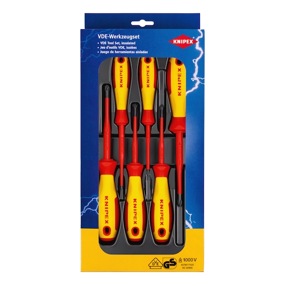 KNIPEX VDE Screwdriver set S/PH/PZ 6-piece Article number 00 20 12 V04 - Screwdriver set
