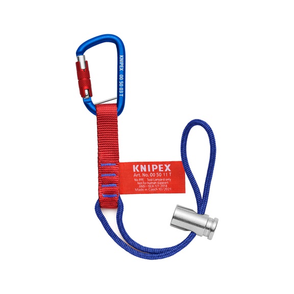 KNIPEX adapter loop 6 kg with material carabiner 186 mm Article 00 50 13 T BK - Safety, fall protection system (parts)
