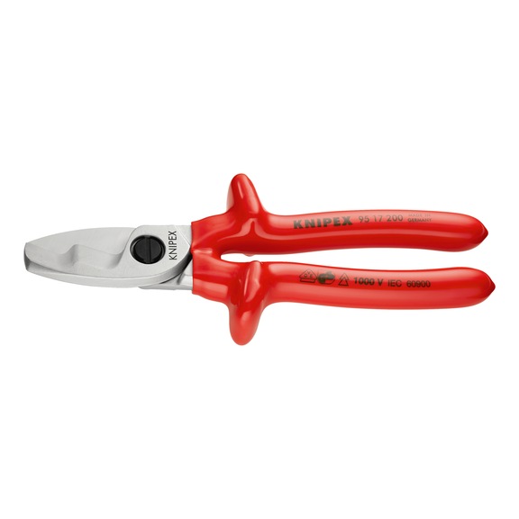 KNIPEX Cable shears chrome-plated dip-insulated VDE-tested 200 mm Article 95 17 200 - Cable shears