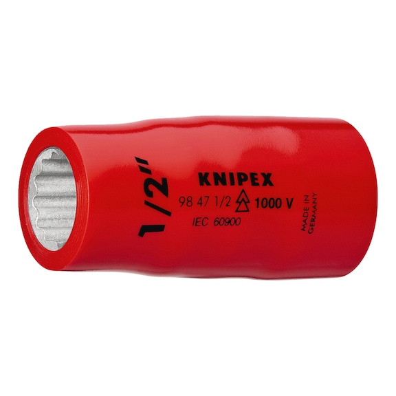KNIPEX Socket wrench bit with square socket 1/2 inch 55 mm 98 47 5/8" - Socket wrench insert (12-edged)