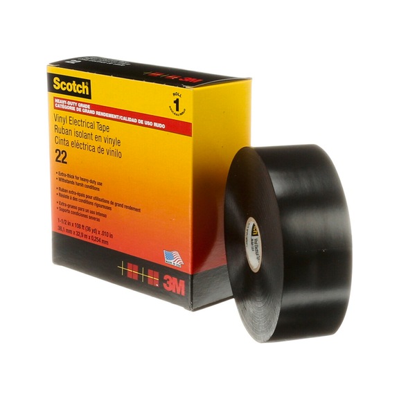 3M Scotch (R) 22 Vinyl Electrical Insulating Tape Black 38 mm x 33 m 7000031345 - Insulating tapes