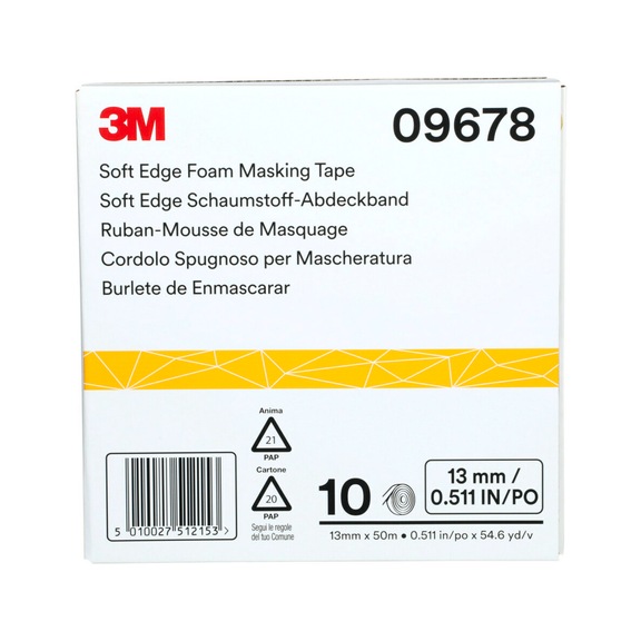 3M Soft Edge Foam Masking Tape White 13 mm x 50 m 09678 7000034663 - Paper tape