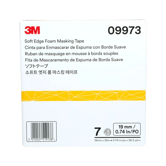 3M Soft Edge Foam Masking Tape White 19 mm x 35 m 09973 7000034664 - Paper tape