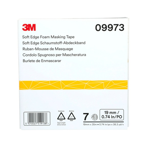 3M Soft Edge Foam Masking Tape White 19 mm x 35 m 7 pieces 7000034743 - Paper tape