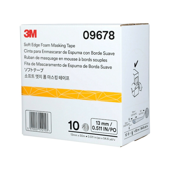 3M Soft Edge Foam Masking Tape White 50 m x 13 mm 10 pieces 7000034744 - Paper tape