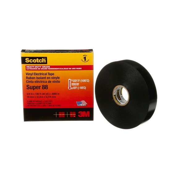 3M Scotch (R) Electrical Insulating Tape Black 19 mm x 33 m 0.22 mm 7000058434 - Insulating tapes