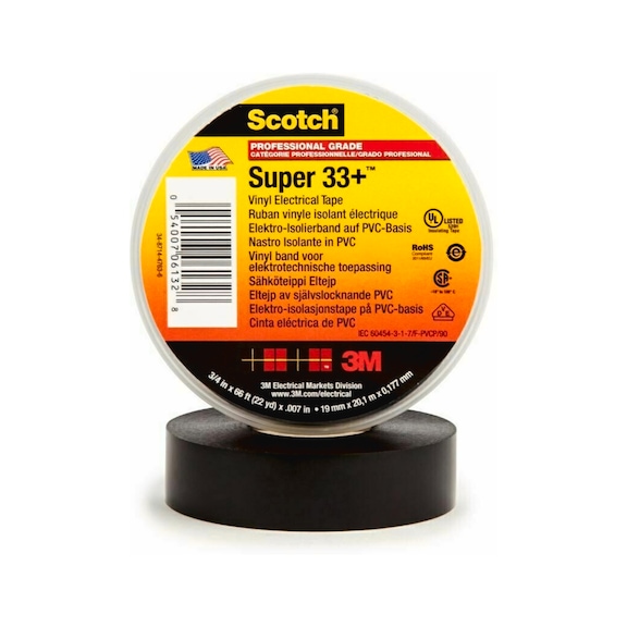 3M Scotch (R) Electrical Insulating Tape Black 50 mm x 33 m 0.18 mm 7000058808 - Insulating tapes
