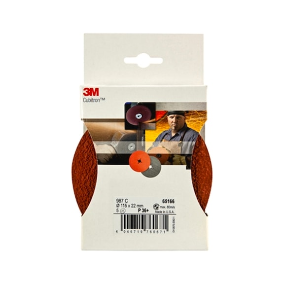 3M Cubitron (TM) Fiberscheibe 987C 125 mm x 22 mm 36+ (IPS) 7000062841 - Fiberschleifscheibe