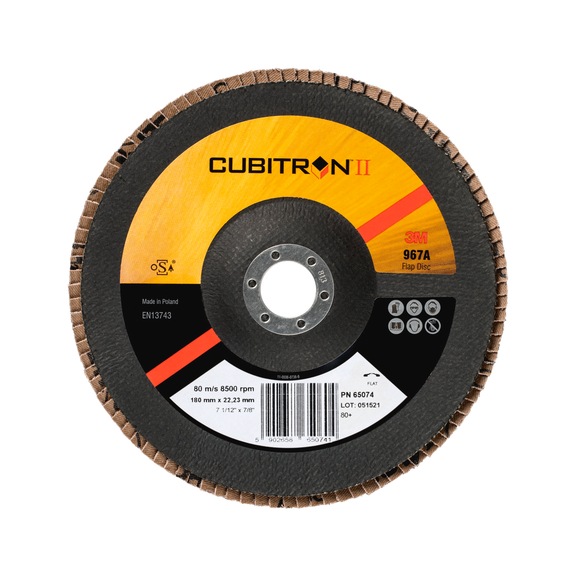 3M Cubitron (TM) serrated lock washer 967A 180 mm x 22 mm 80+ flat 7000104379 - Flap disc
