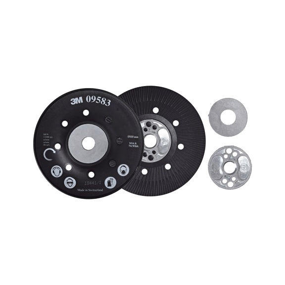 3M Backing pad for fiber discs ribbed black 115 mm 7000105441 - Backing pad without adhesive function