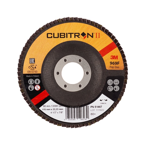3M Cubitron (TM) serrated lock washer 969F 115 mm x 22 mm 80+ conical 7100105849 - Flap disc