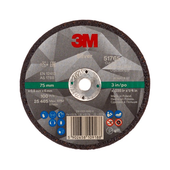3M Silver cutting-off wheel T41 75 mm x 0.9 mm x 6 mm 7100139207 - Cutting wheel
