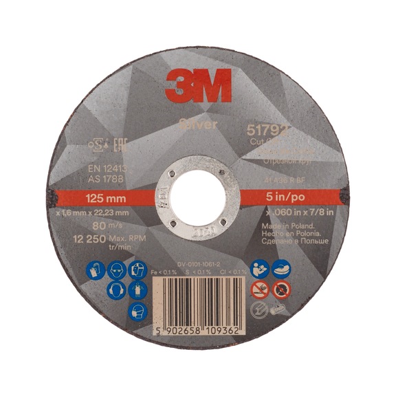 3M Silver cutting-off wheel T41 125 mm x 1.6 mm x 22 mm 7100139234 - Cutting wheel