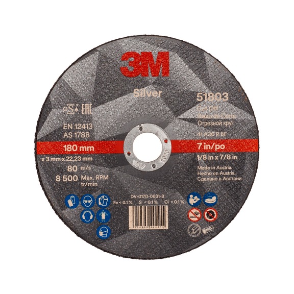 3M Silver cutting-off wheel T41 180 mm x 3.0 mm x 22 mm 7100141045 - Cutting wheel