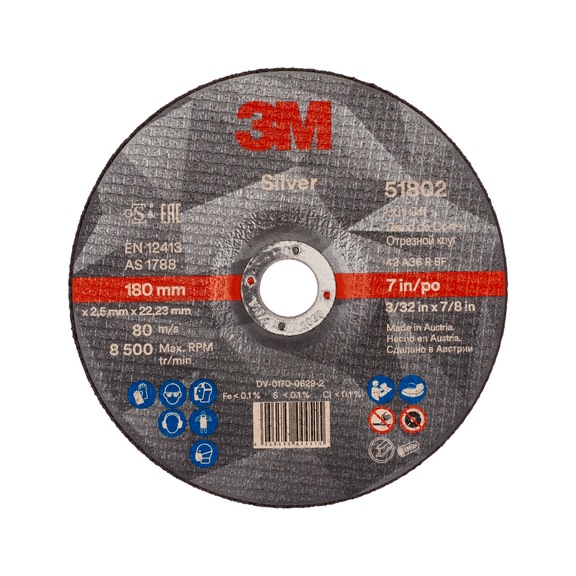 3M Silver cutting-off wheel T42 180 mm x 2.5 mm x 22 mm 7100141067 - Cutting wheel