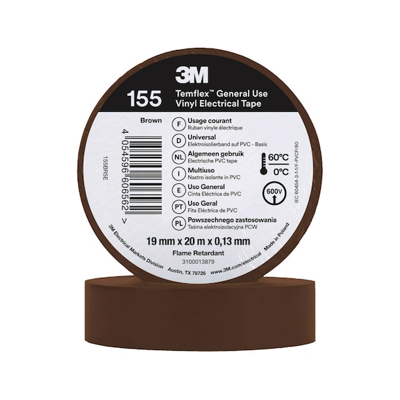 3M Temflex (TM) Vinyl insulating tape 155 Baun 19 mm x 20 m 7100184746 - Insulating tapes