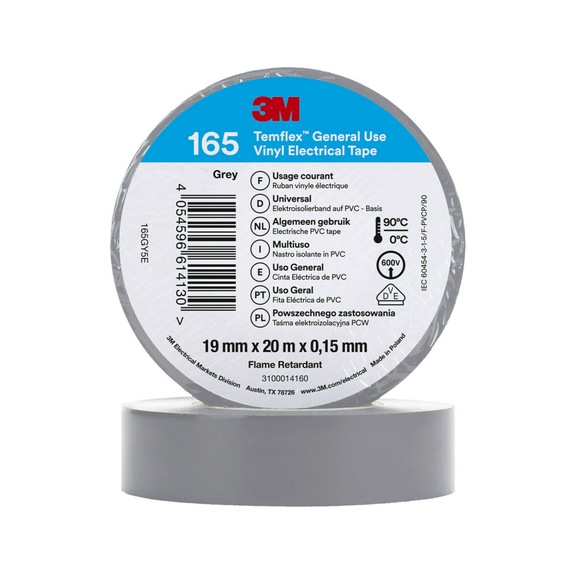 3M Temflex (TM) Vinyl insulating tape 165 Gray 19 mm x 20 m 7100184804 - Insulating tapes