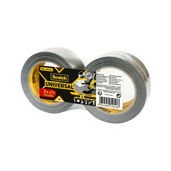 3M Scotch (R) Universal Klebeband 2904 silber 25&nbsp;m x 48&nbsp;mm 2er-Pack 7100205292 - Gewebeklebeband