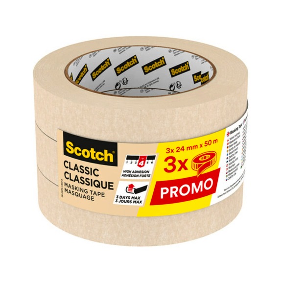 3M Scotch (R) Masking Tape Classic 24 mm x 50 m 3-pack 7100212740 - Paper tape