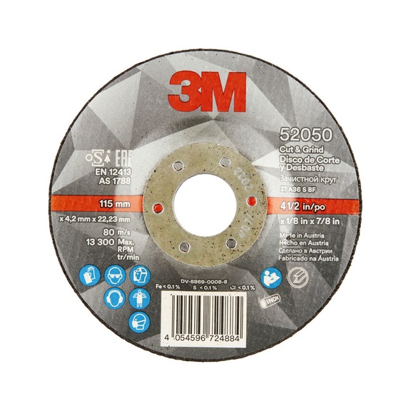 3M Cut and Grind grinding disc T27 115 mm x 4.2 mm x 22 mm 36+ 7100214038 - Rough grinding wheel