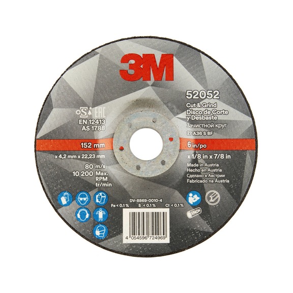 3M Cut and Grind grinding disc T27 150 mm x 4.2 mm x 22 mm 36+ 7100214087 - Rough grinding wheel
