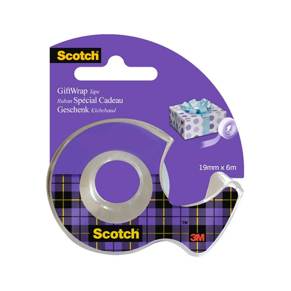 3M Scotch (R) GiftWrap satin adhesive tape 19 mm x 6 m on hand dispenser 7100223502 - Adhesive film