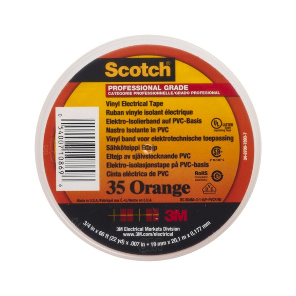 3M Scotch (R) Electrical Insulating Tape Orange 19 mm x 20 m 0.18 mm 7100238737 - Insulating tapes