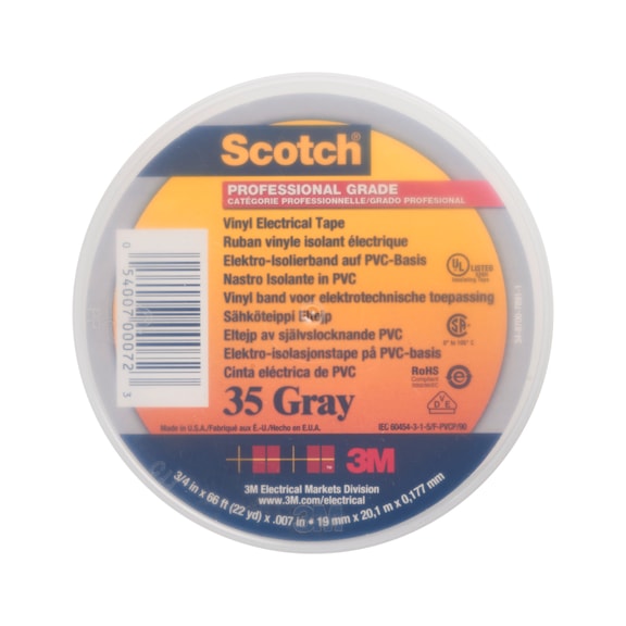 3M Scotch (R) 35 Vinyl Electrical Insulating Tape Grey 19 mm x 20 m 0.18 mm 7100239019 - Insulating tapes