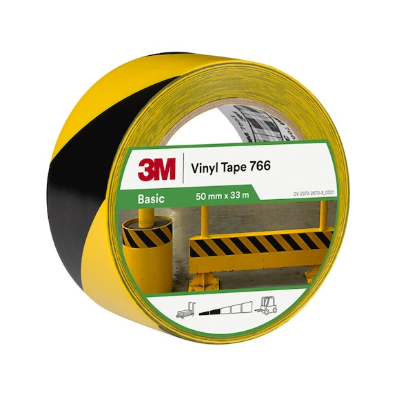 3M Gefahrenmarkierungsband&nbsp;766i Gelb/Schwarz 50 mm x 33 m 7100260599 - Markierungsband