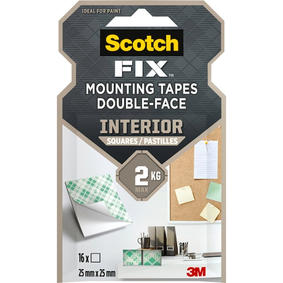 3M Scotch-Fix (TM) interior mounting squares 25 mm x 25 m 16 pieces 7100263584 - 3M adhesive tape double-sided (not specified)