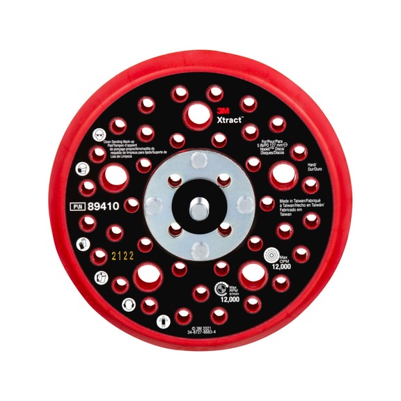 3M Xtract (TM) Hookit (TM) backing pad 89410 125 mm hard red 7100273463 - Backing pad without adhesive function