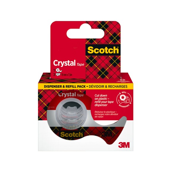 3M Scotch (R) Crystal adhesive tape 19 mm x 7.5 m 2 rolls mini dispenser 7100275577 - Adhesive film