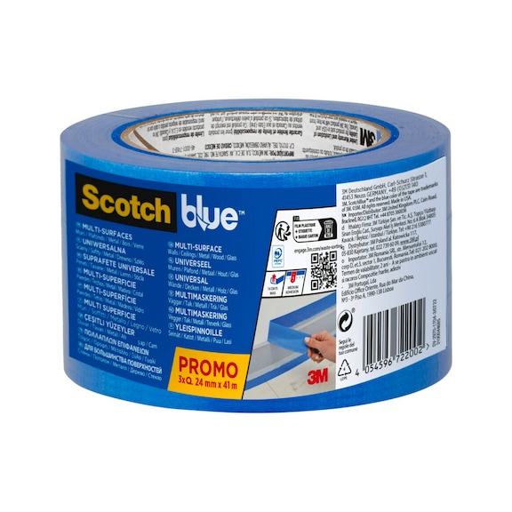 3M ScotchBlue (TM) painter's masking tape 24 mm x 41 m 3 rolls 7100289932 - Paper tape