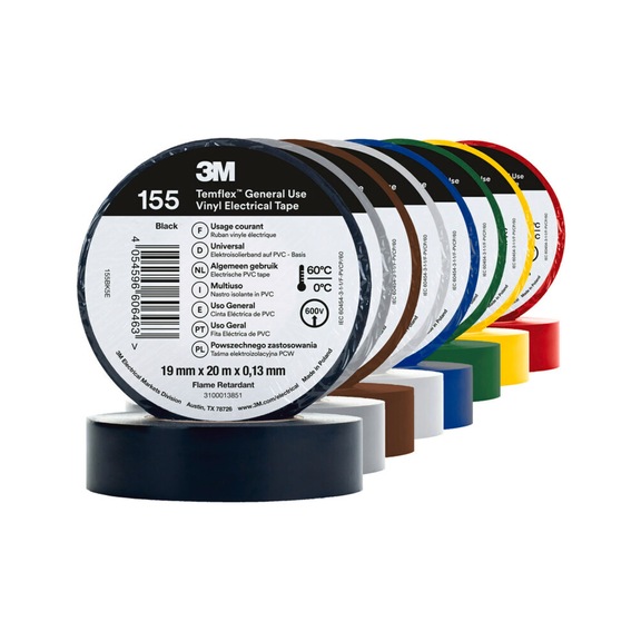 3M Temflex (TM) Vinyl insulating tape 155 rainbow 19 mm x 20 m 7100319120 - Insulating tapes