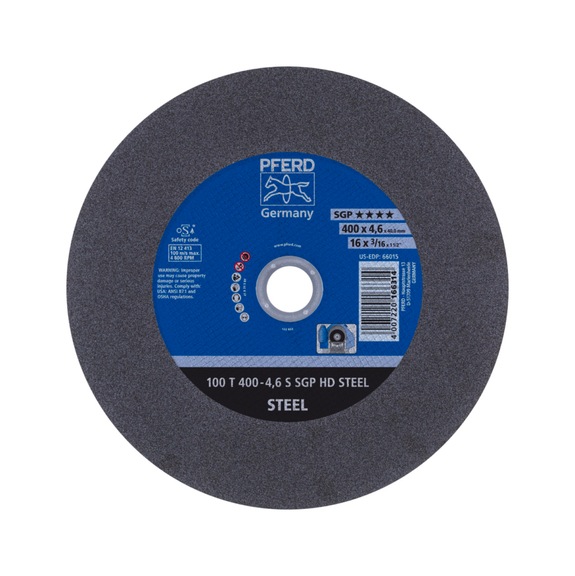 PFERD Stationäre Trennscheibe T 400x4,6x40mm hart HD STEEL für Stahl 100m/s - Trennschleifscheibe