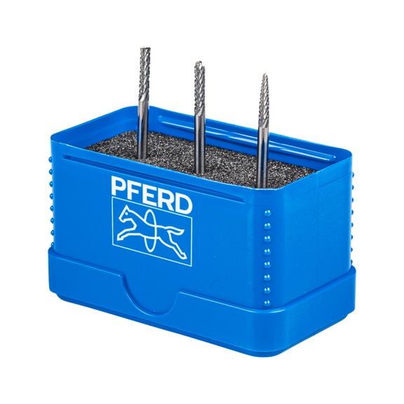 PFERD Hartmetall Kleinfrässtift Set 3-teilig Zahnung 3 PLUS D 3mm Schaft 3mm - Frässtifte-Satz