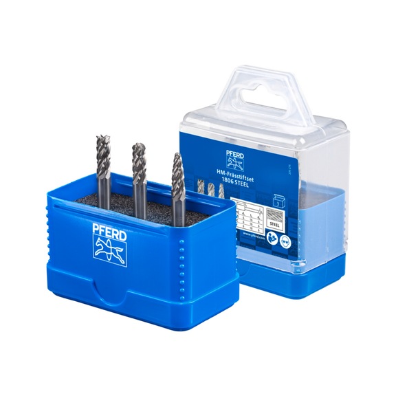 PFERD carbide burr set 1806 STEEL 3-piece diameter 6 mm shank 6 mm - Burr set