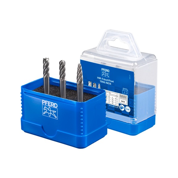 PFERD carbide burr set 1906 INOX 3-piece diameter 6mm shank 6mm - Burr set