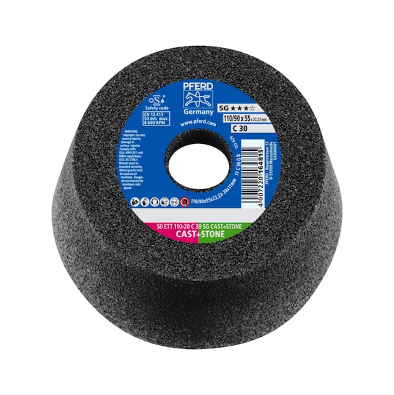 PFERD cup wheel ETT 110x20x22.23 mm C30 performance line SG CAST STONE for cast iron - Bonded abrasive with bore or thread