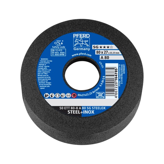 PFERD cup wheel ETT 80x8x22.23 mm A80 performance line SG STEELOX for steel - Bonded abrasive with bore or thread