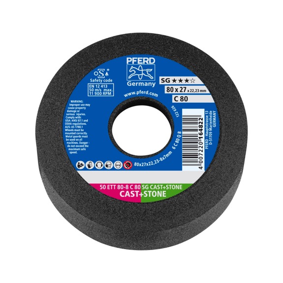 PFERD cup wheel ETT 80x8x22.23 mm performance line SG CAST STONE for cast iron/stone - Bonded abrasive with bore or thread