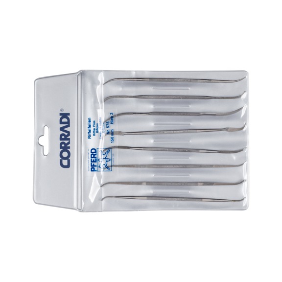 PFERD Präzisions-Riffelfeilen-Set Typ 575 150mm Schweizer Hieb 2 mittel 8-teilig - Riffelfeile