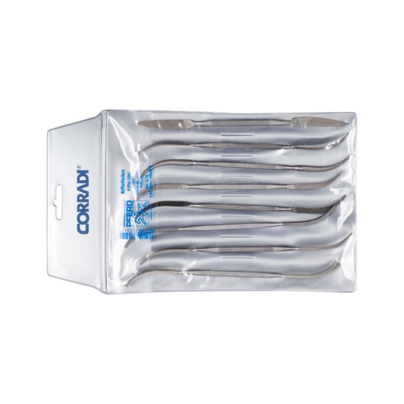 PFERD precision fluted file set type 670 190mm Swiss cut 0 coarse 8-piece set - Checker file