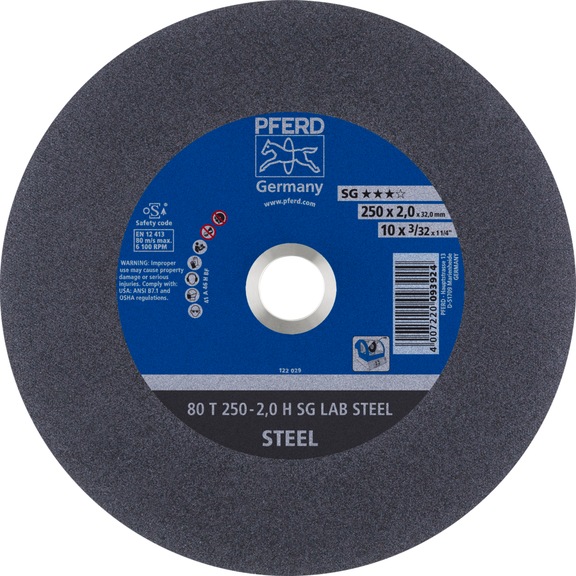 PFERD laboratory cut-off wheel T 250x2x32 mm performance line SG LAB STEEL for steel - Cut-off wheel