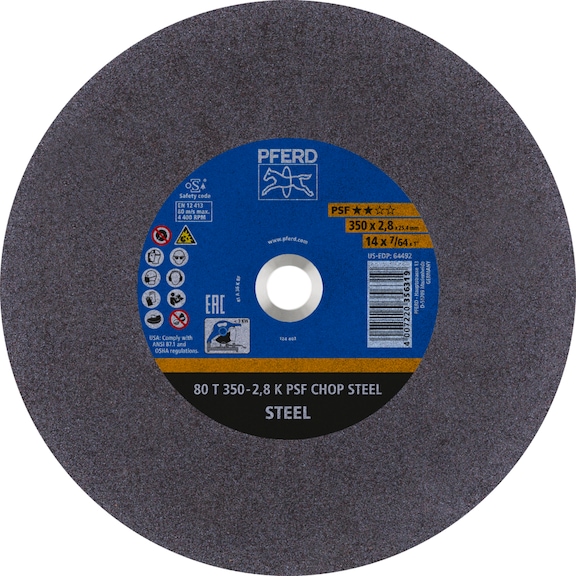 PFERD Cutting-off wheel metal circular saw T 350x2.8x25.4 mm line PSF CHOP STEEL steel - Cut-off wheel