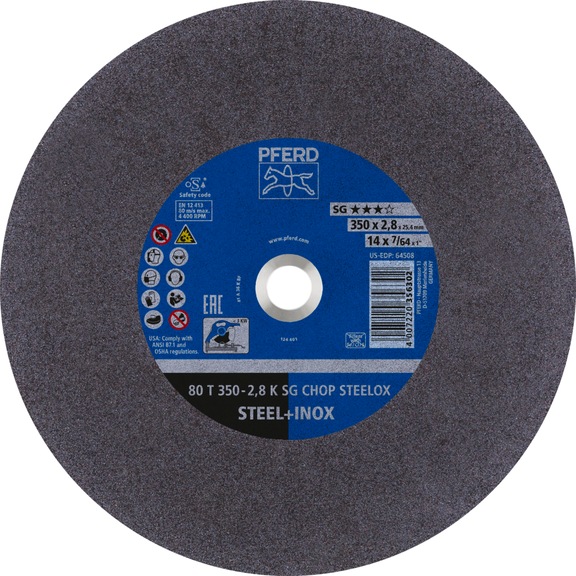 PFERD cutting-off wheel metal circular saw T 350x2.8x25.4 mm line SG CHOP STEELOX steel - Cut-off wheel