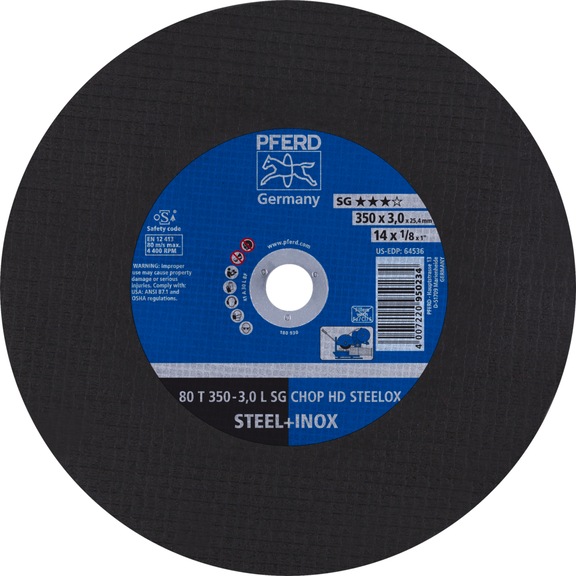 PFERD cut-off wheel T 350x3.0x25.4 mm performance line SG CHOP HD STEELOX for steel - Cut-off wheel
