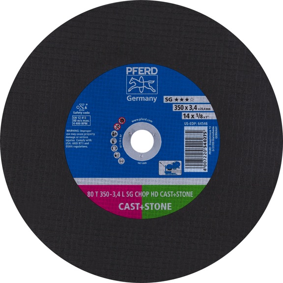 PFERD cutting-off wheel T 350x3.4x25.4 mm performance line SG CHOP HD CAST STONE cast iron - Cut-off wheel